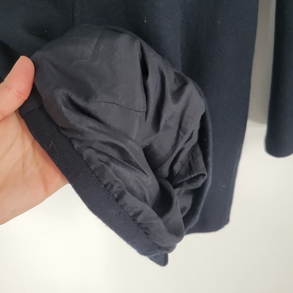 Omo Norma Kamali Navy Button Down Pocket Wool Silk Coat 8 - Picture 7 of 9